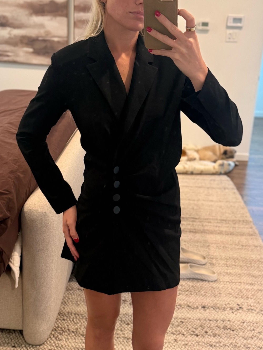 Zara Black Blazer Dress with Button Detail